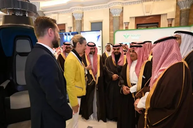 Deputy Minister of Industry and Mineral Resources for Industrial Affairs Eng. Khalil bin Salamah visits the forum in Jeddah. (Asharq Al-Awsat) 