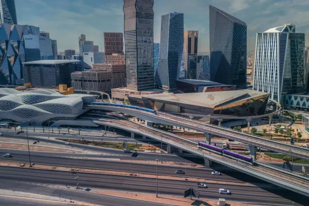 صورة جوية للمركز المالي في العاصمة السعودية الرياض (واس)