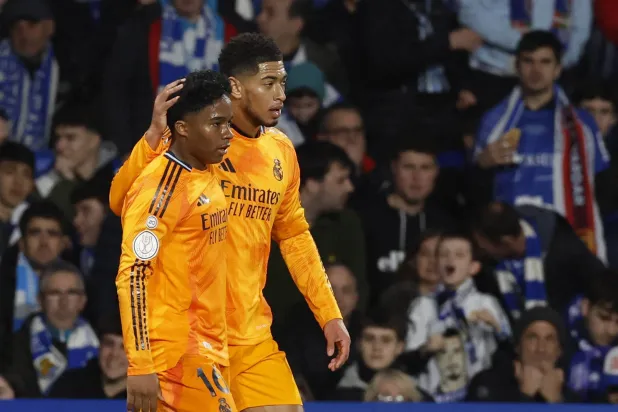 فرحة فينيسيوس وبيلينغهام بفوز ريال مدريد (رويترز)