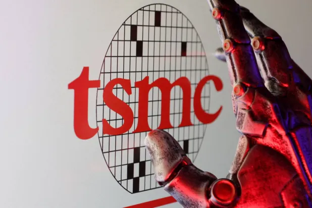 شعار شركة «تي إس إم سي» لصناعة الرقائق (رويترز)