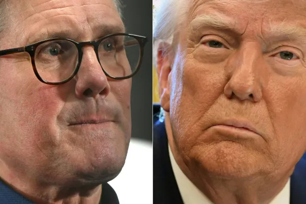 صورة تجمع الرئيس الأميركي دونالد ترمب ورئيس الوزراء البريطاني كير ستارمر (أ.ف.ب)