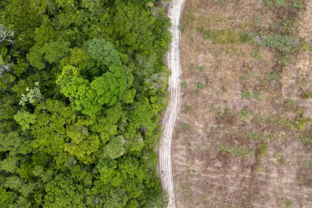 لقطة جوية تظهر أثر قطع الغابات في الأمازون بالبرازيل (أرشيفية - أ.ف.ب)