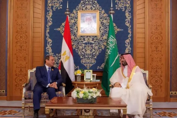 ولیعهد سعودی و رئیس‌جمهور مصر در دیدار قبلی (واس)  