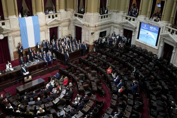 الرئيس الأرجنتيني خافيير ميلي يلقي خطاب حالة الأمة السنوي (أ.ب)