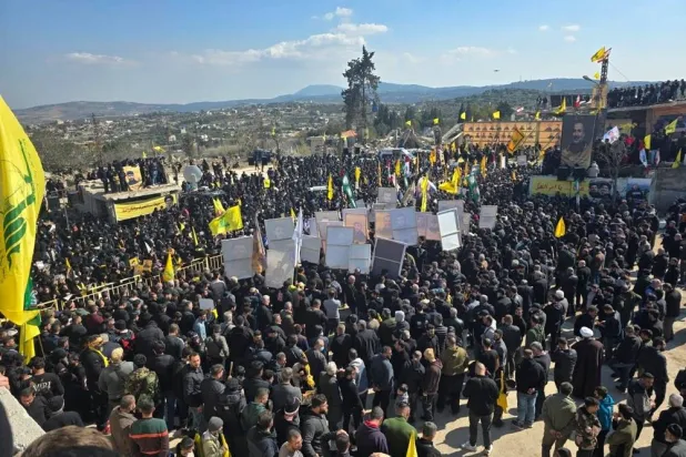 Hezbollah holds a funeral for its fighters in Aitaroun. (Hezbollah media)
