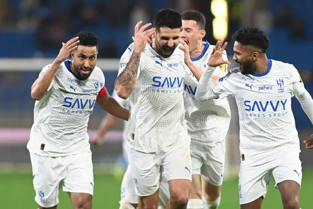 ميتروفيتش يحتفل بهدفه في مرمى الفيحاء (تصوير: بشير صالح)