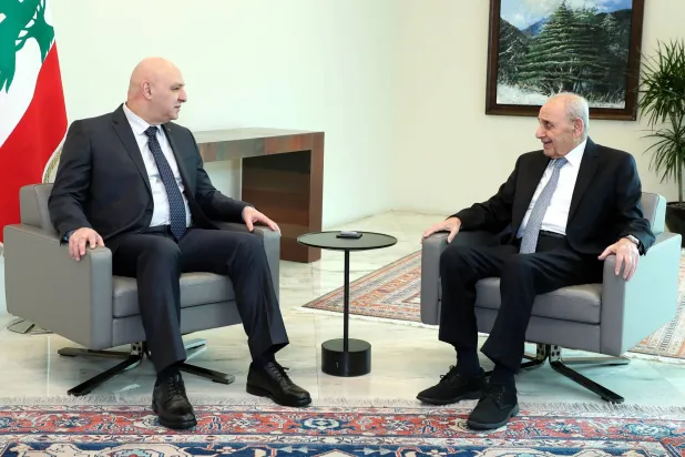 اجتماع سابق بين الرئيس اللبناني جوزيف عون ورئيس البرلمان نبيه برّي (الرئاسة اللبنانية)