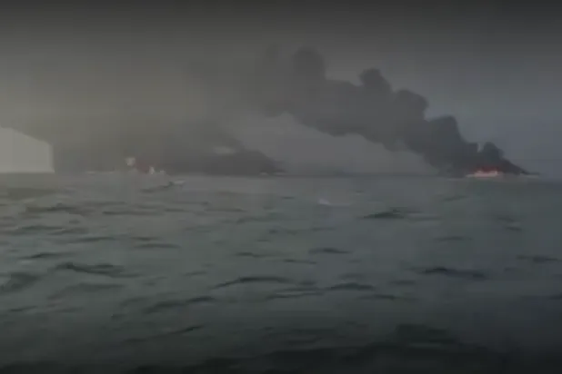 صورة للحادث من فيديو حصلت عليه هيئة الإذاعة البريطانية (بي بي سي)