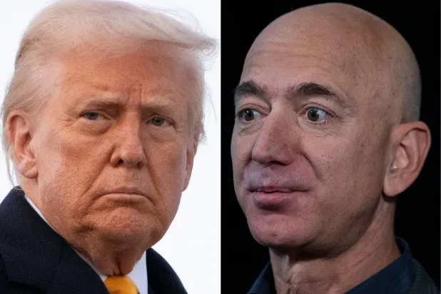 مؤسس «أمازون» جيف بيزوس والرئيس الأميركي دونالد ترمب (أ.ف.ب)