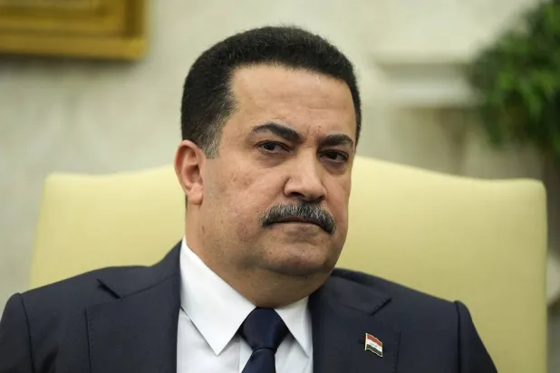 Iraq's Prime Minister Mohammed Shia al-Sudani listens during a meeting with President Joe Biden in the Oval Office of the White House, Monday, April 15, 2024, in Washington. (AP)