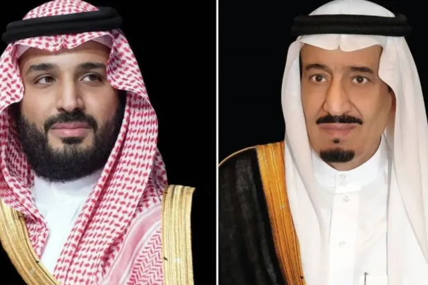 Custodian of the Two Holy Mosques King Salman bin Abdulaziz Al Saud and Prince Mohammed bin Salman bin Abdulaziz Al Saud, Crown Prince and Prime Minister. (SPA)

