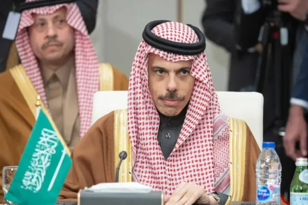 Saudi Minister of Foreign Affairs Prince Faisal bin Farhan bin Abdullah participates in a meeting. SPA