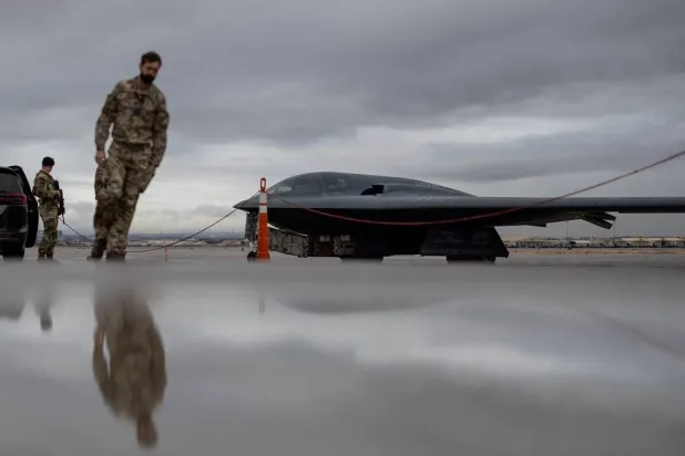 A B-2 Spirit Bomber from the US Air Force is seen during the annual Red Flag military exercise between the United States, Britain and Australia, in Nevada, US, January 23, 2024. (Reuters)