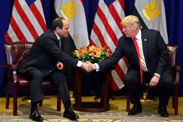 دونالد ترمب خلال لقاء عبد الفتاح السيسي على هامش «الدورة الـ73 للجمعية العامة للأمم المتحدة» في سبتمبر 2018 (الرئاسة المصرية)
