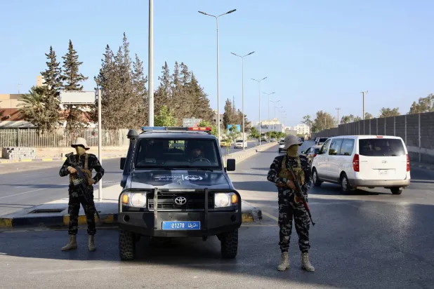 Members of the security forces deployed in Tripoli, Libya. (EPA)