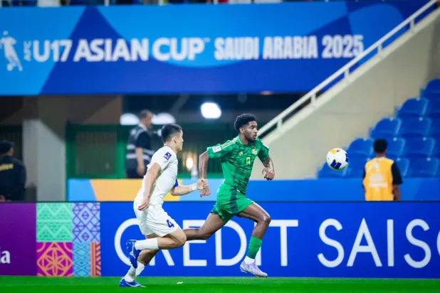 من مباراة الأخضر وأوزبكستان (المنتخب السعودي)