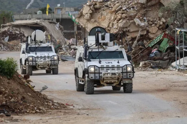 A UNIFIL patrol in the border town of Kfar Kila in southern Lebanon, April 6 (AFP) 