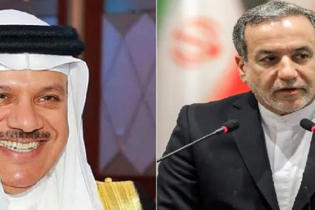 وزير الخارجية الإيراني عباس عراقجي ونظيره البحريني عبد اللطيف الزياني (الشرق الأوسط)