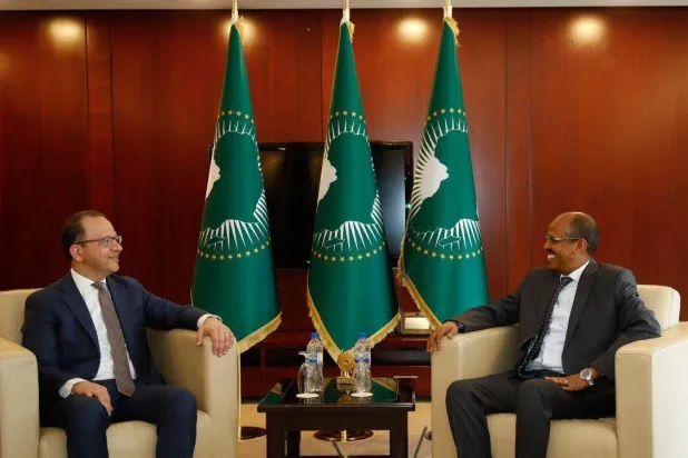 جانب من اللقاء في مقر الاتحاد الأفريقي (وزارة الخارجية المصرية)