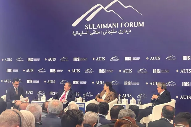 جانب من ندوة عن الكرد والتغيير في سوريا في ملتقى السليمانية (الشرق الأوسط)
