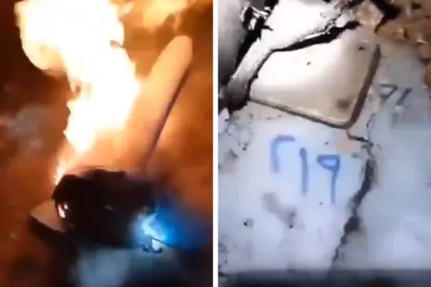 مشاهد لصاروخ سقط في جبل المحويت كشفت عن أرقام مكتوبة بخط بدائي باللغة العربية (الإرياني)