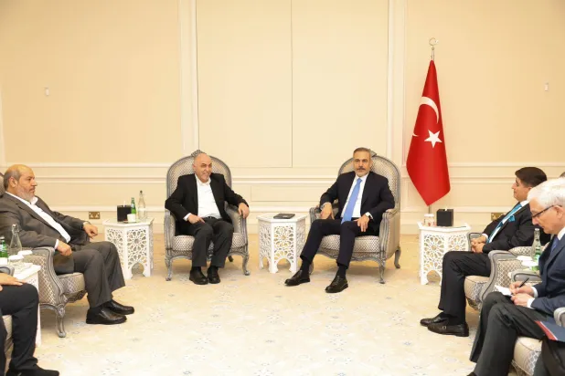 وزير الخارجية التركي هاكان فيدان التقى وفد حركة «حماس» في الدوحة الأحد (الخارجية التركية)