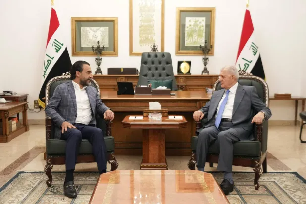 صورة نشرها مكتب الحلبوسي من لقائه مع رئيس الجمهورية عبد اللطيف رشيد يوم 14 أبريل الحالي