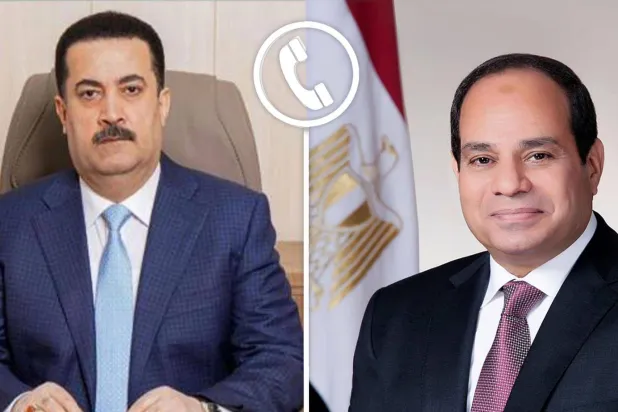 اتصال هاتفي بين الرئيس المصري عبد الفتاح السيسي ورئيس الوزراء العراقي محمد شياع السوداني يتناول الإعداد لقمة بغداد (الرئاسة المصرية)