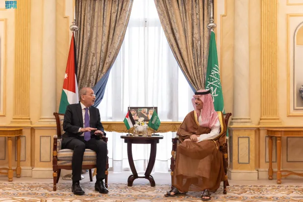 وزير الخارجية السعودي خلال مباحثاته مع نظيره الأردني (واس)