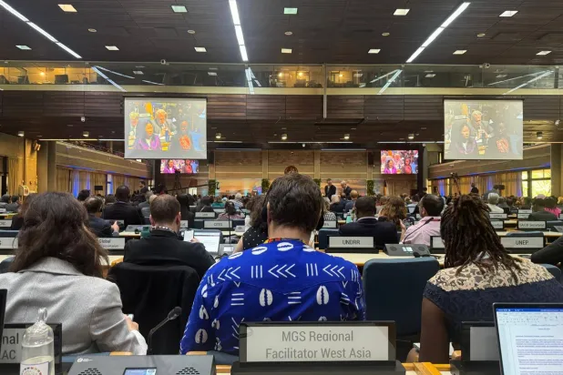 جانب من إحدى جلسات الدورة السابقة لـ«جمعية الأمم المتحدة للبيئة»... (الشرق الأوسط)