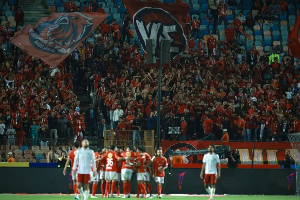 لاعبو الأهلي يحتفلون بأحد أهدافهم في المباراة (النادي الأهلي)