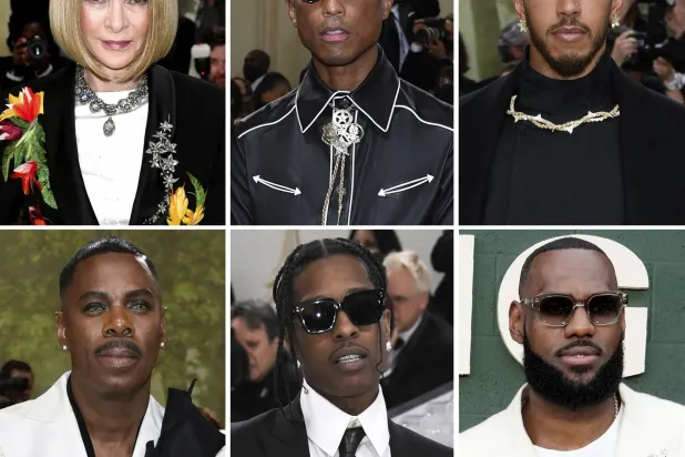 This combination of photos show Anna Wintour, from top left, Pharrell Williams, Lewis Hamilton, Colman Domingo, from bottom left, A$AP Rocky, who will serve as co-chairs, and LeBron James, who will serve as honorary chair for the 2025 Met Gala. (AP Photo)