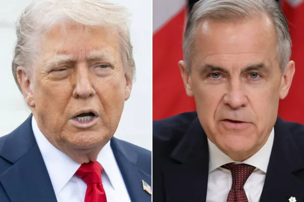 صورة مجمعة للرئيس الأميركي دونالد ترمب ورئيس الوزراء الكندي مارك كارني (أ.ف.ب)