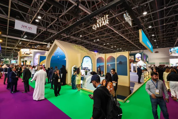 جانب من مشاركة «زيارة قطر» في معرض سوق السفر العربية (الشرق الأوسط)