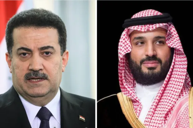 ولي العهد السعودي الأمير محمد بن سلمان ورئيس الوزراء العراقي محمد شياع السوداني (الشرق الأوسط)