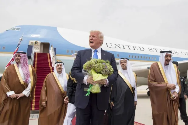 US President Donald Trump is welcomed in Riyadh during his visit to the Kingdom in May 2017. (SPA) 
