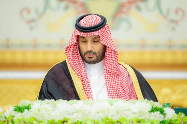 شاهزاده محمد بن سلمان، ولیعهد سعودی، در حال ریاست جلسه هیئت وزیران در ریاض در روز دوشنبه (واس)