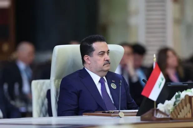 رئيس الوزراء العراقي محمد شياع السوداني خلال الجلسة الافتتاحية للقمة العربية ببغداد 