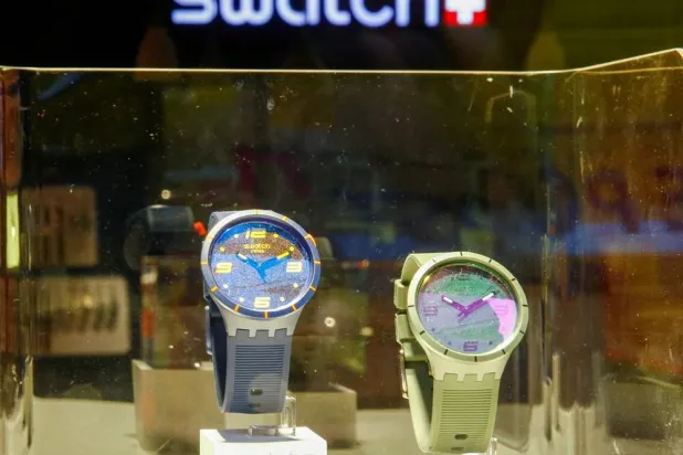 Watches are displayed at a Swatch store, which is closed during a partial lockdown as the spread of the coronavirus disease (COVID-19) continues, in Zurich, Switzerland January 28, 2021. (Reuters)