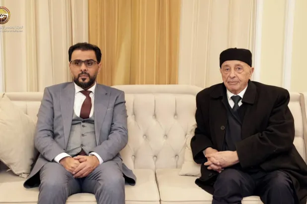 عقيلة صالح وحماد خلال لقاء سابق (مكتب رئيس مجلس النواب الليبي)