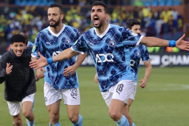 الكرتي محتفلاً بهدف التعادل (نادي بيراميدز)