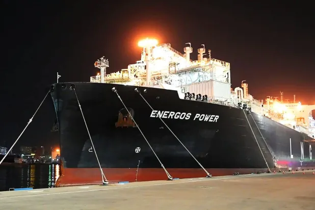 وحدة التخزين وإعادة التغييز العائمة «إنرغوس باور» راسية في ميناء بالإسكندرية (وزارة البترول المصرية)