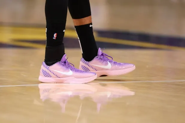 A view of the Nike shoes worn by Jalen Brunson #11 of the New York Knicks during the first quarter against the Indiana Pacers in Game Four of the Eastern Conference Finals of the 2025 NBA Playoffs at Gainbridge Fieldhouse on May 27, 2025 in Indianapolis, Indiana. (Getty Images/AFP)