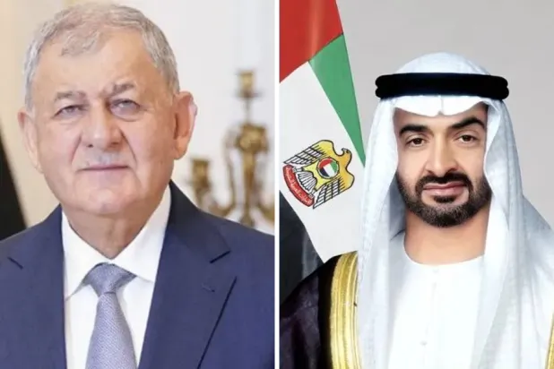 الشيخ محمد بن زايد آل نهيان رئيس دولة الإمارات والرئيس العراقي عبد اللطيف جمال رشيد (وام)