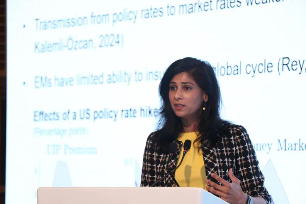 النائبة الأولى للمديرة العامة للصندوق غيتا غوبيناث خلال مشاركتها في إحدى الفعاليات (إكس)