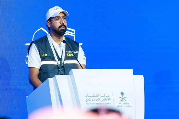 غسان النويمي المتحدث الرسمي لوزارة الحج خلال الإحاطة الإعلامية للموسم الجمعة (واس)