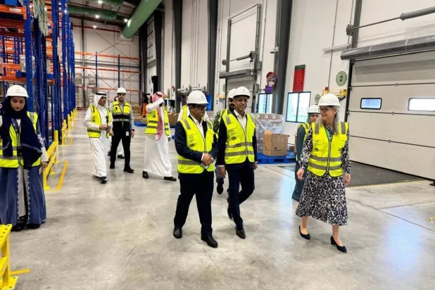 Swedish Ambassador to Saudi Arabia Petra Menander during a tour of a Swedish company in Saudi Arabia. (Asharq Al-Awsat) 