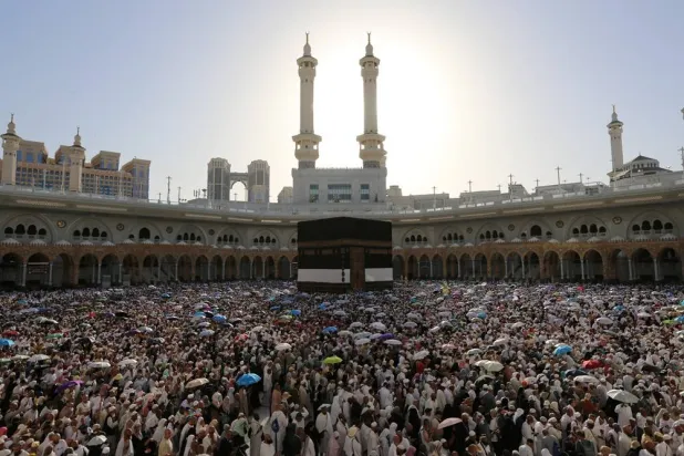 Muslims perform the tawaf (circumambulation) around the holu Kaaba at the Grand Mosque during the Hajj 2025 pilgrimage in Makkah, Saudi Arabia, 07 June 2025. (EPA)