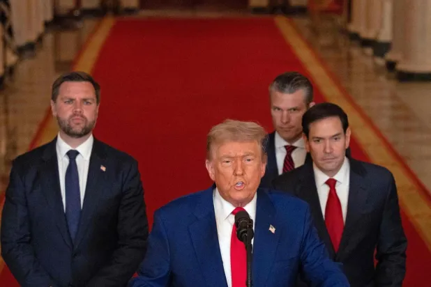 ترمب يتحدث عن الضربات الأميركية على إيران في 21 يونيو 2025 (أ.ف.ب)