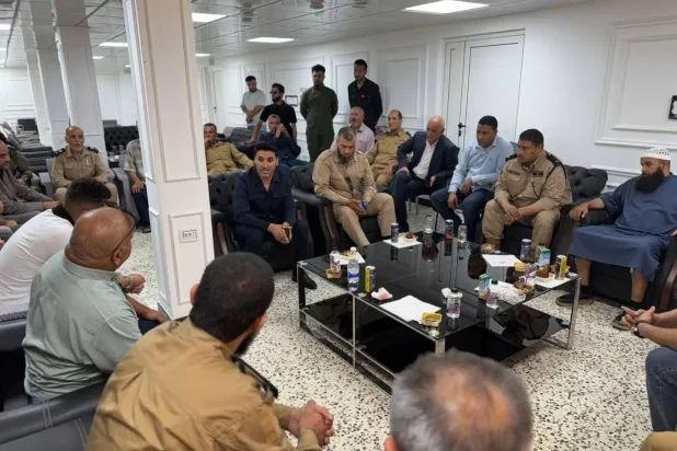 أبو زريبة الرئيس الجديد لجهاز «دعم الاستقرار» لحظة وصوله لمقر الجهاز في جنزور (صفحات موثوقة)